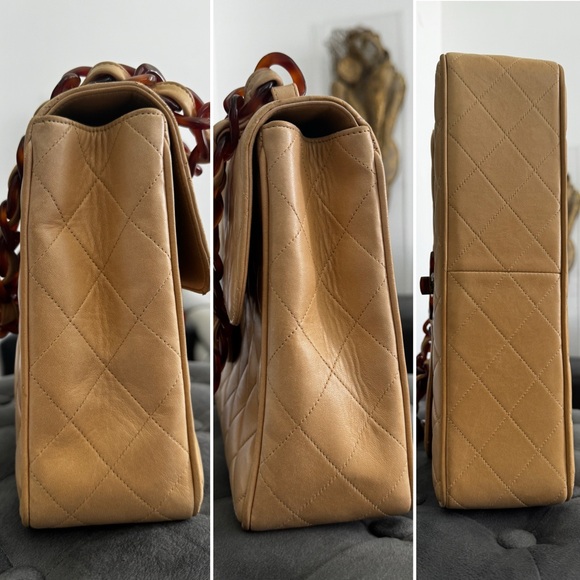 LOT 1287 JUMBO Tortoiseshell chain shoulder strap CHANEL vintage XL CC - Picture 12 of 16